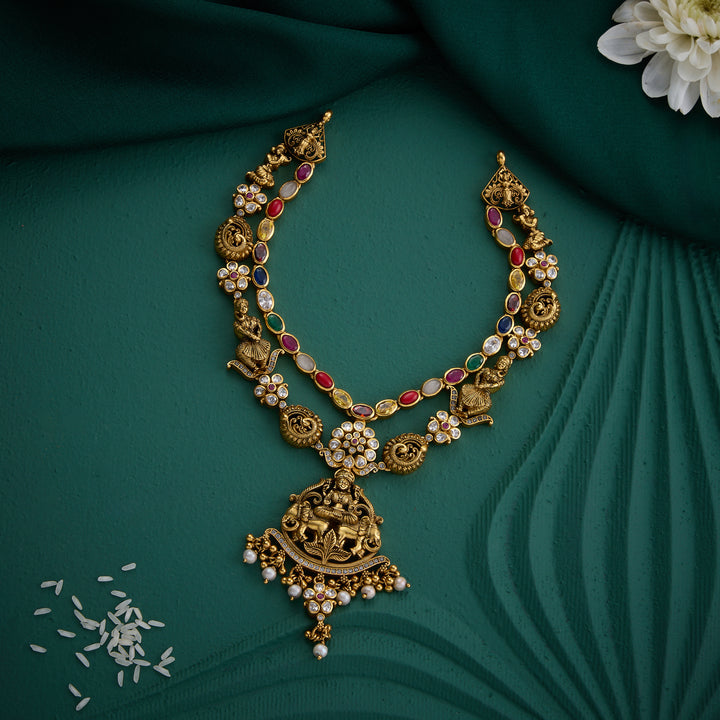 Gaja Lakshmi Navaratna Short Necklace