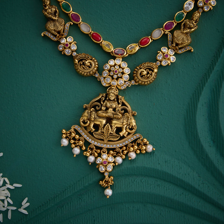 Gaja Lakshmi Navaratna Short Necklace