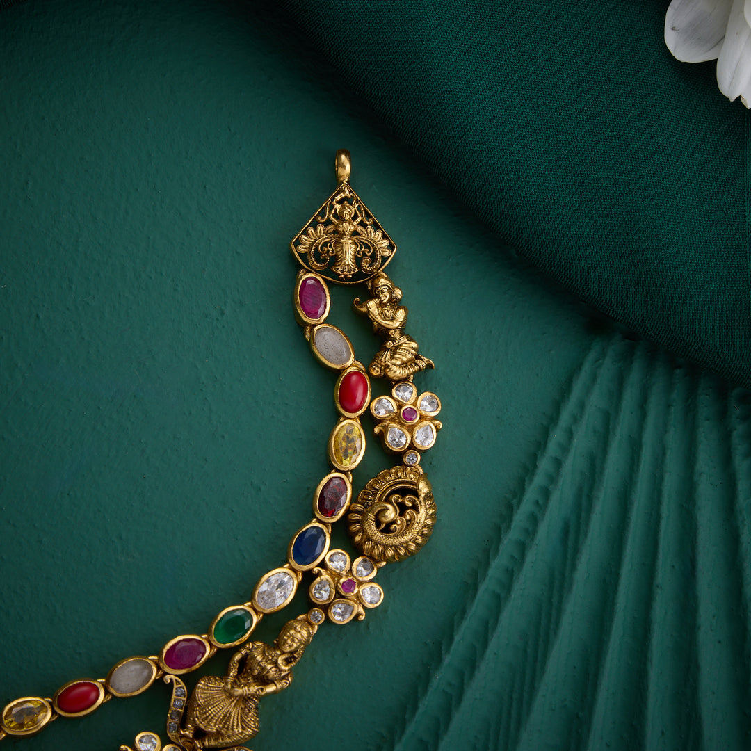 Gaja Lakshmi Navaratna Short Necklace