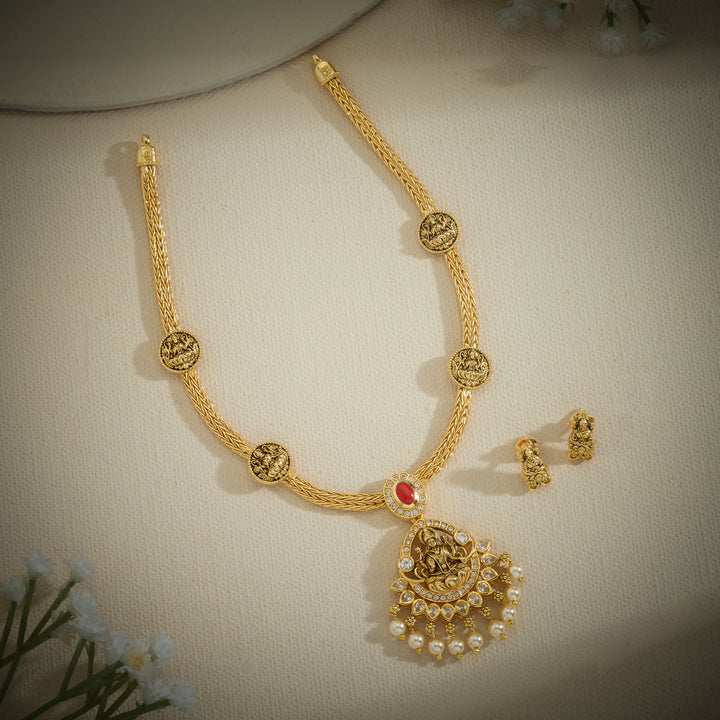 Lakshi-Coral Temple Necklace Set