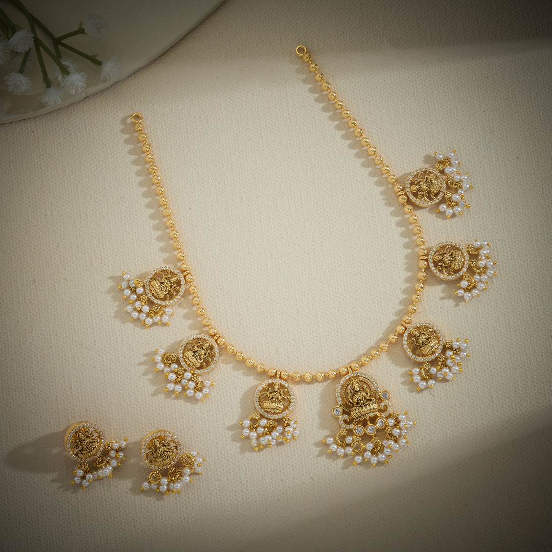 Lakshmi-Moti Temple Necklace Set