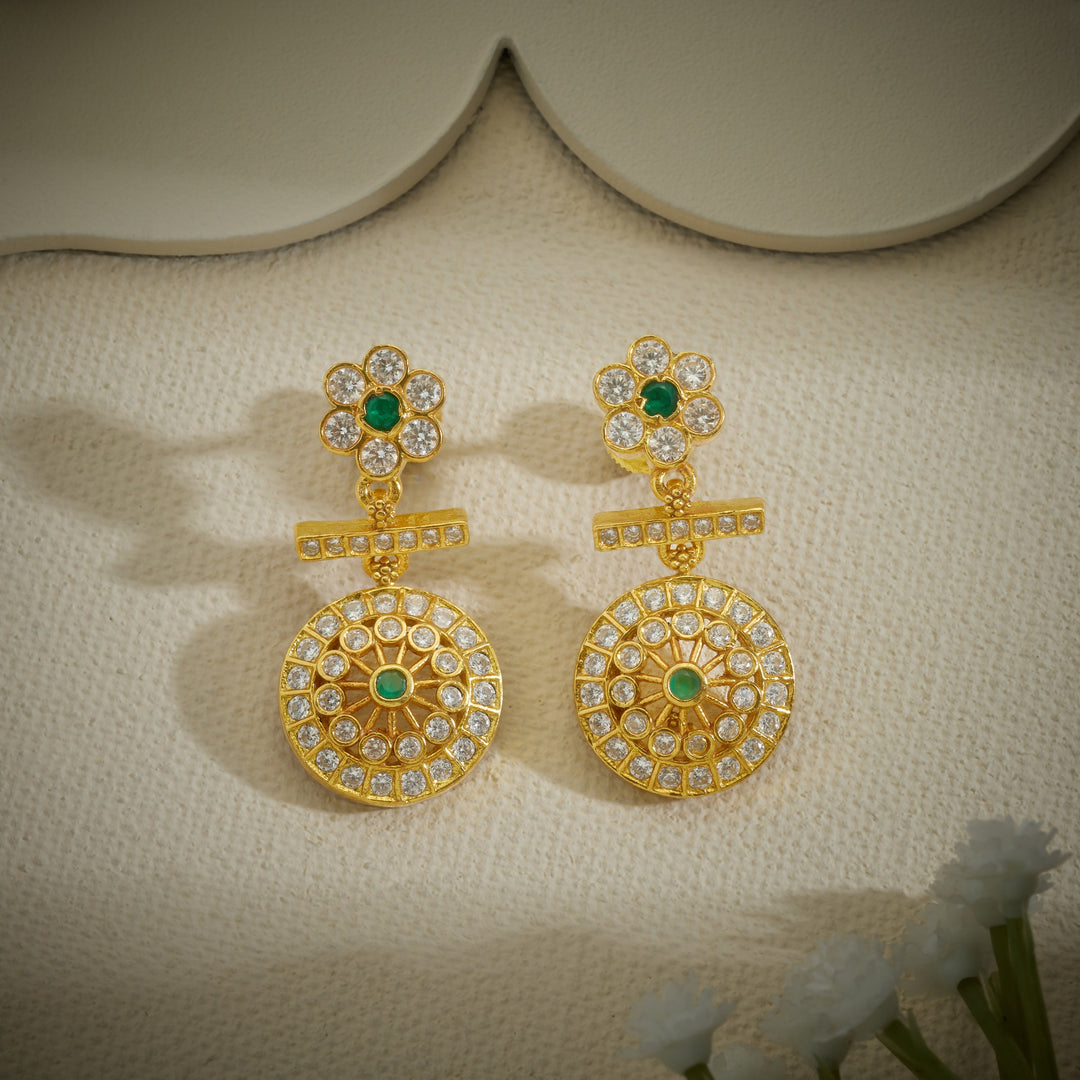 Pushpa Chakra Stone Danglers