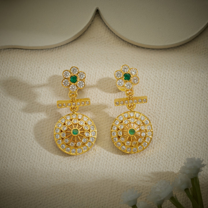 Pushpa Chakra Stone Danglers