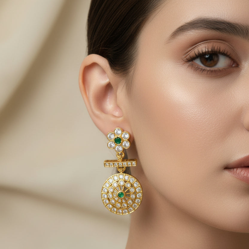 Pushpa Chakra Stone Danglers