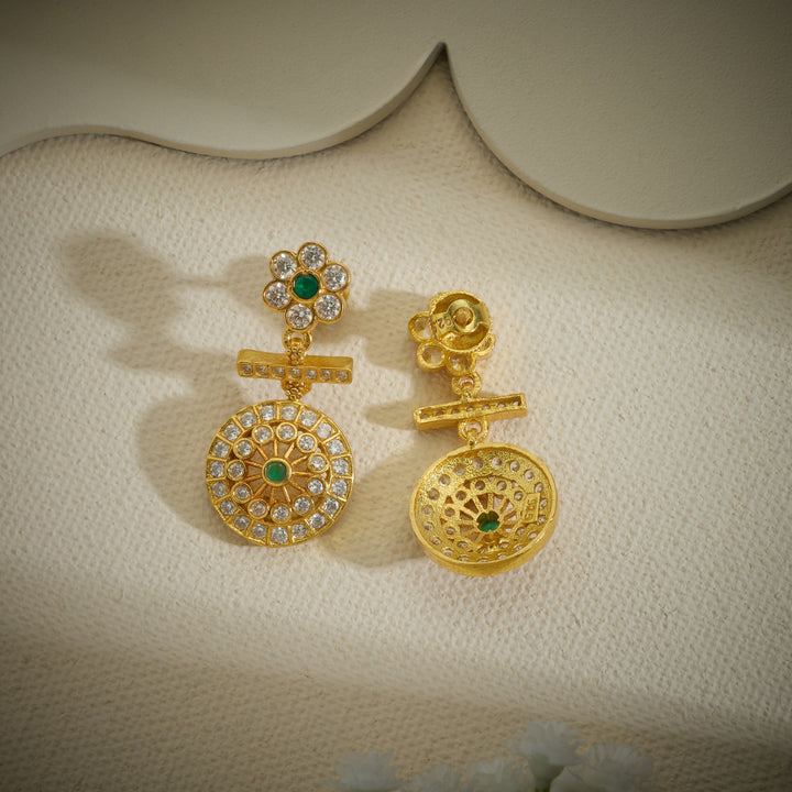 Pushpa Chakra Stone Danglers