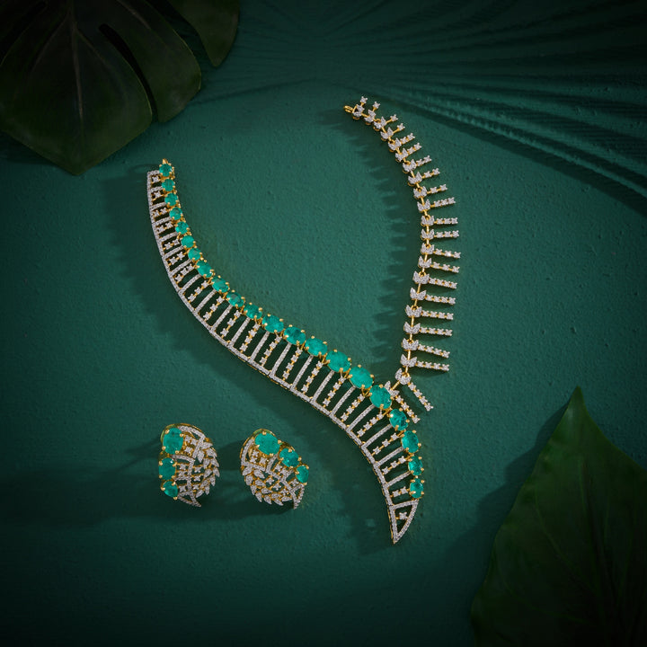 Designer Oval CZ Necklace Set