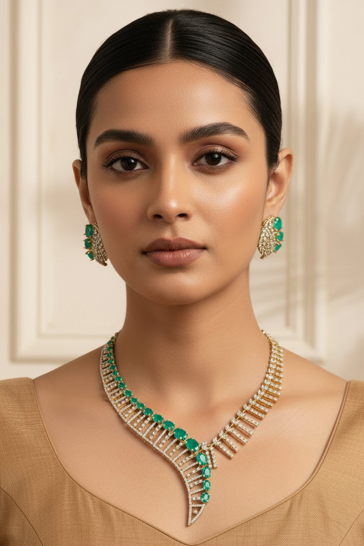 Designer Oval CZ Necklace Set