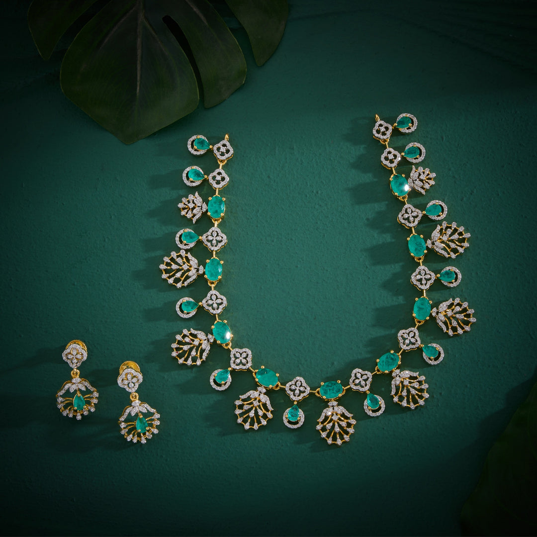 Queen's Green CZ Necklace Set