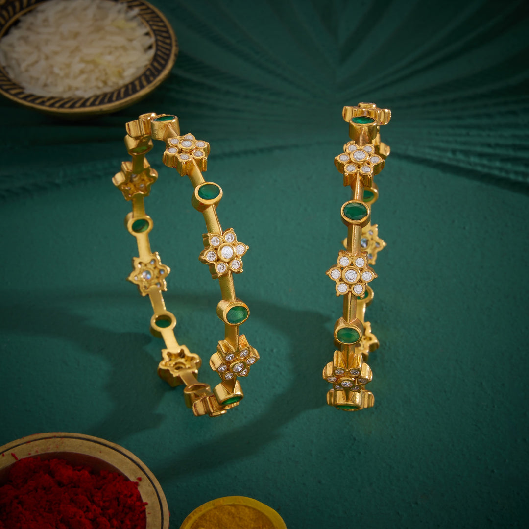 Pachha Flora Stone Bangles