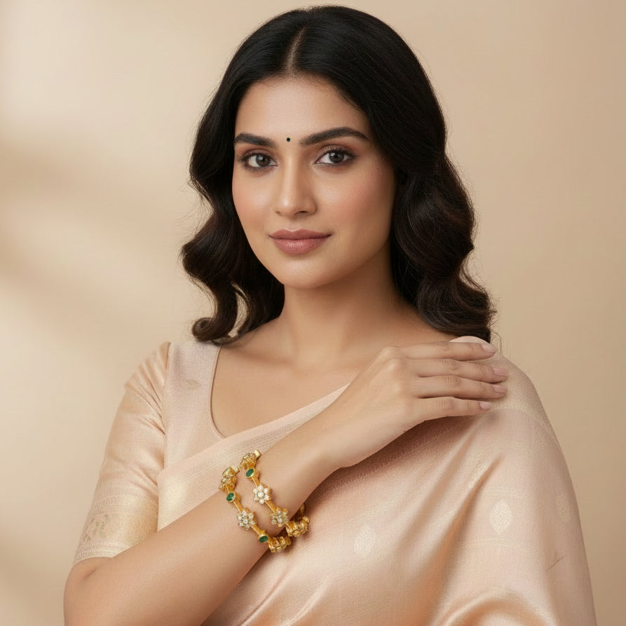 Pachha Flora Stone Bangles