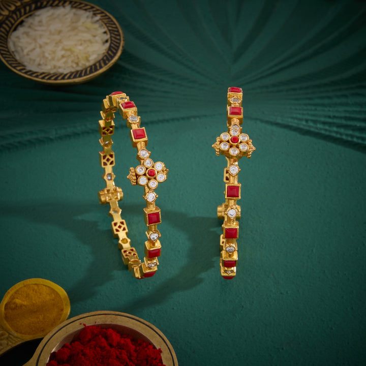 Phool-Kesar Stone Bangles