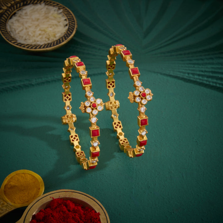 Phool-Kesar Stone Bangles