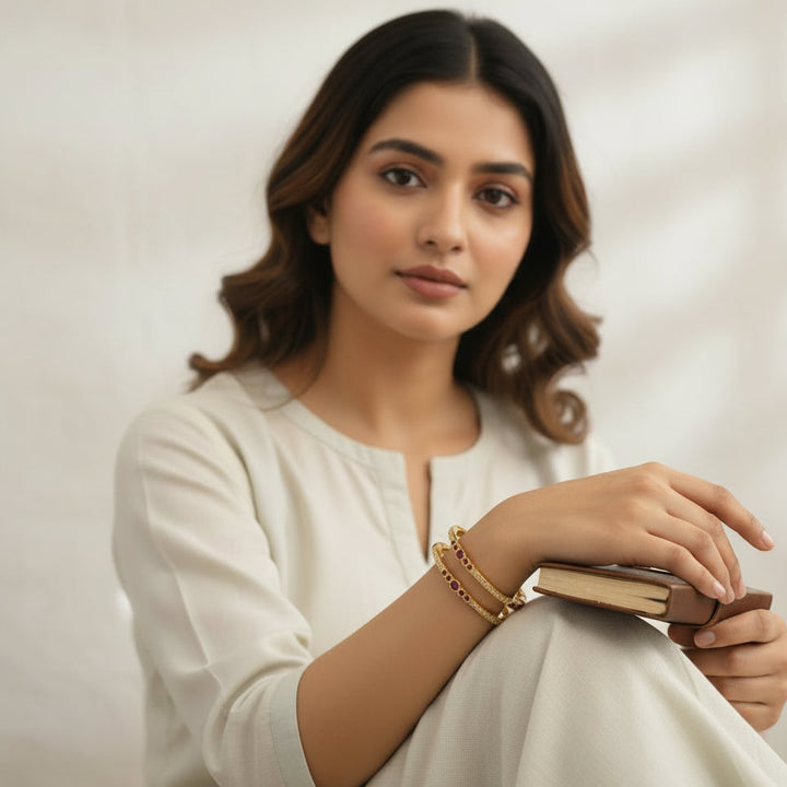 Gulabi Grace Stone Bangles