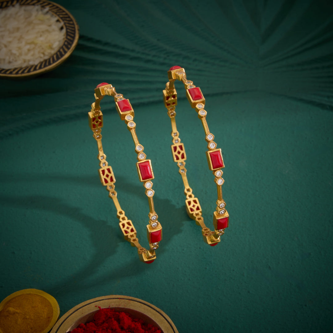Recta-Orange Stone Bangles