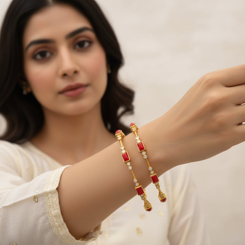 Recta-Orange Stone Bangles