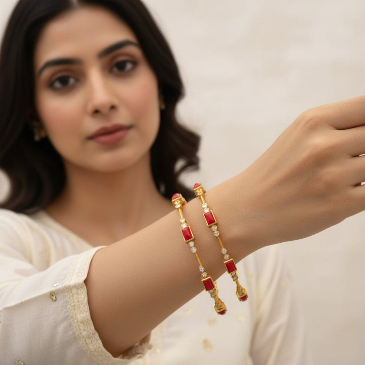 Recta-Orange Stone Bangles