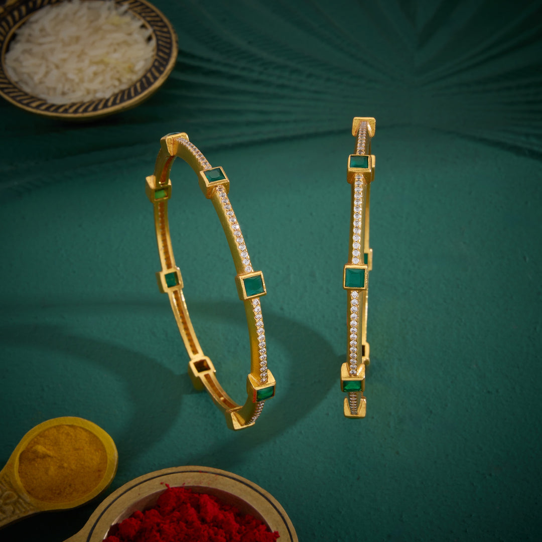 Square-Greena Stone Bangles