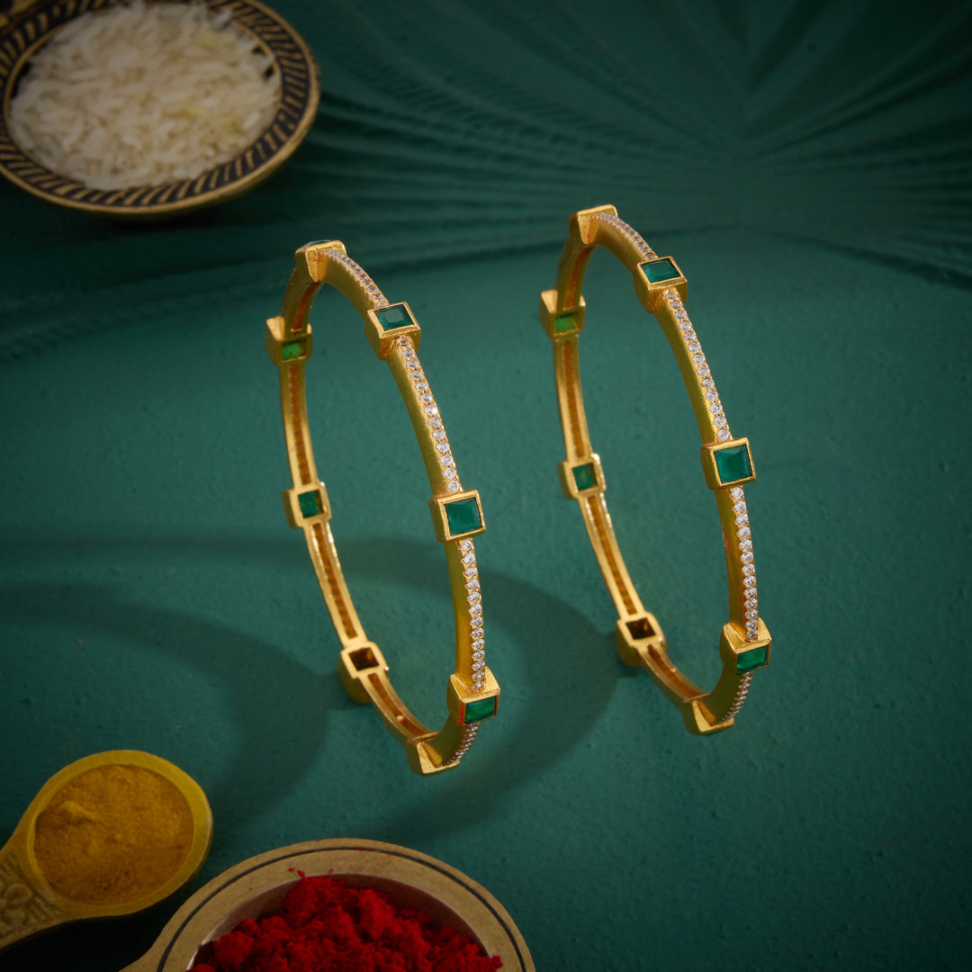 Square-Greena Stone Bangles