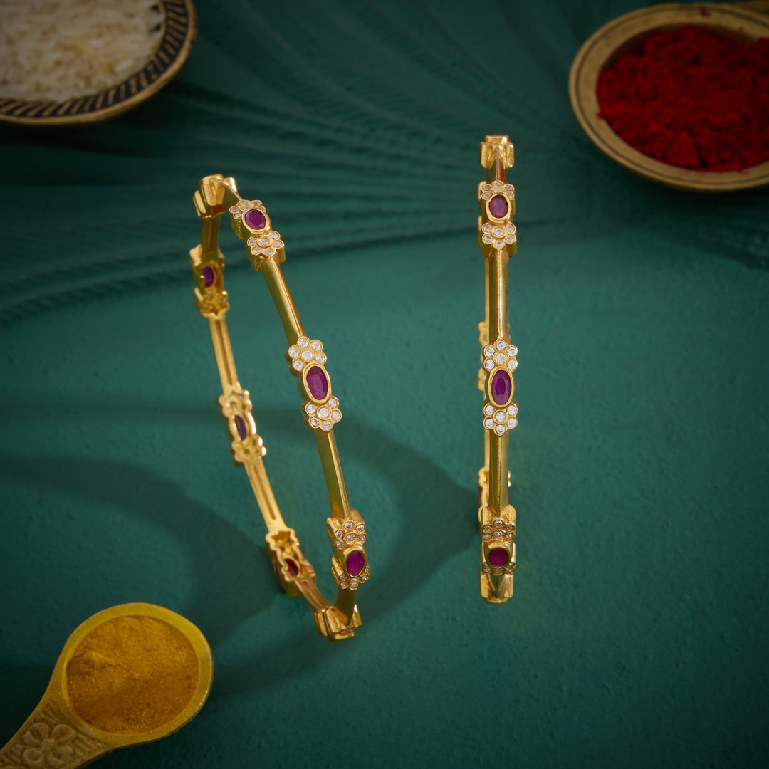 Oval-Pushp Stone Bangles
