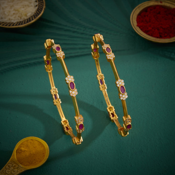 Oval-Pushp Stone Bangles