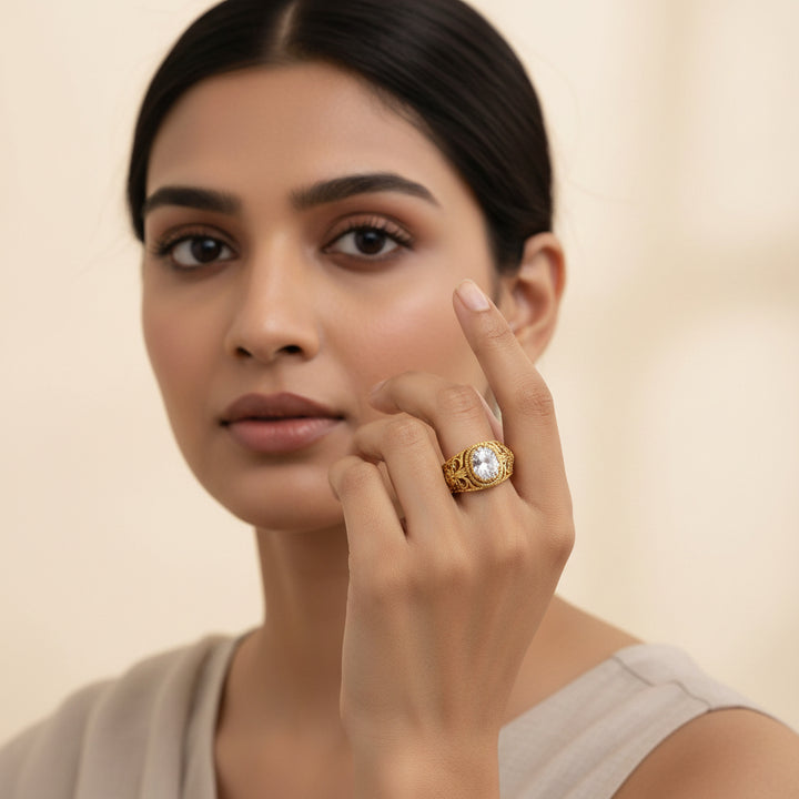 Oval-Flora Antique Ring