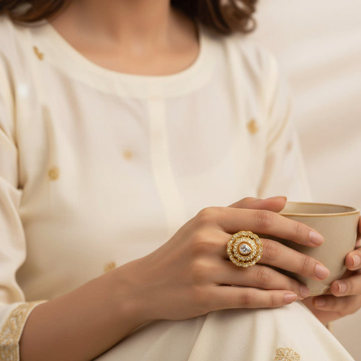 Pear-Blossom Stone Ring