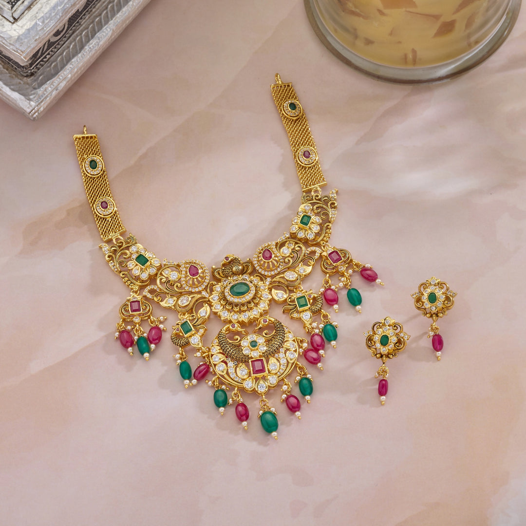 Pushpari Mor Nakshi Necklace Set