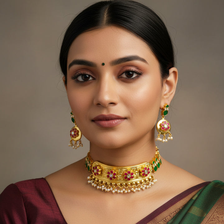 Rajwadi Kundan Choker Set