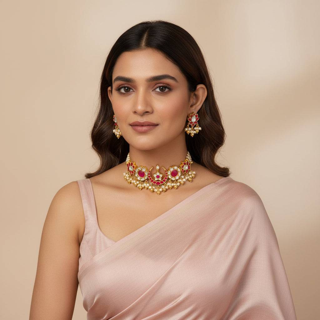 Chand-Phool Kundan Choker Set