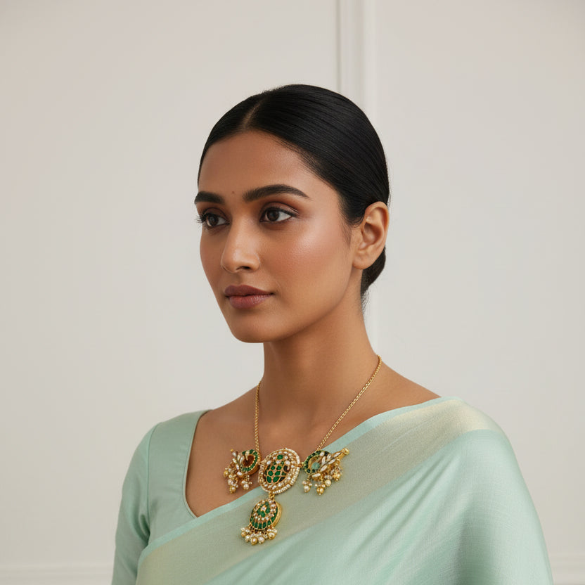 Haritha-Peacock Kundan Pendant