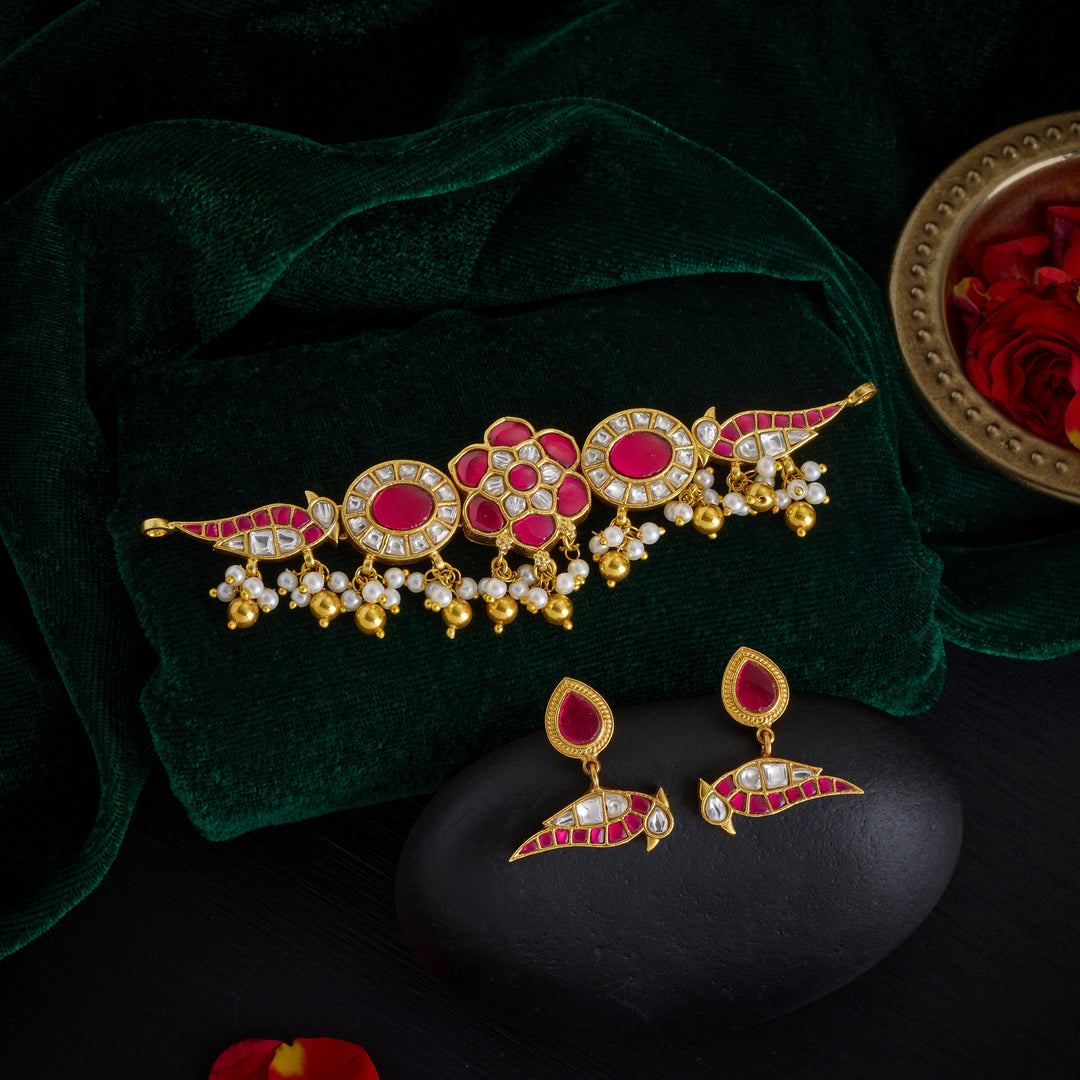 Parrot-Phool Kundan Choker Set