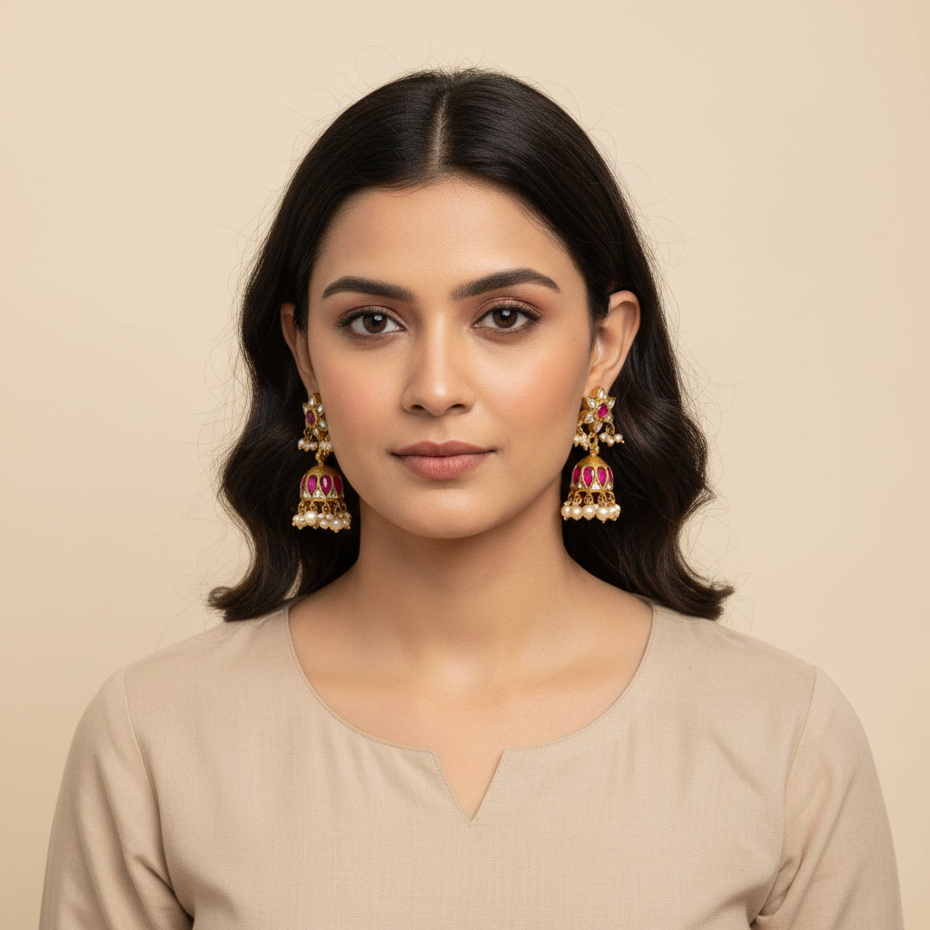 Shobha Blossom Kundan Jhumki