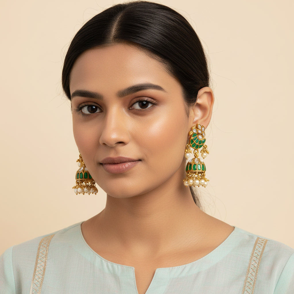 Navilu Pearl Kundan Jhumki