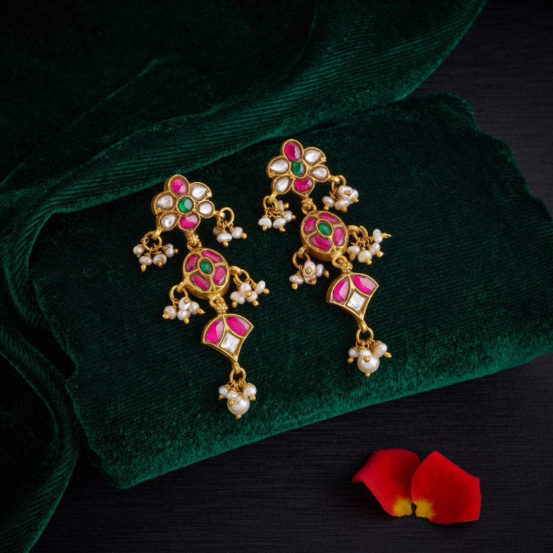Pink Regalia Kundan Danglers