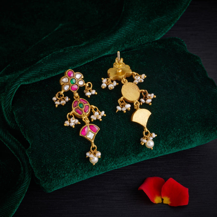Pink Regalia Kundan Danglers