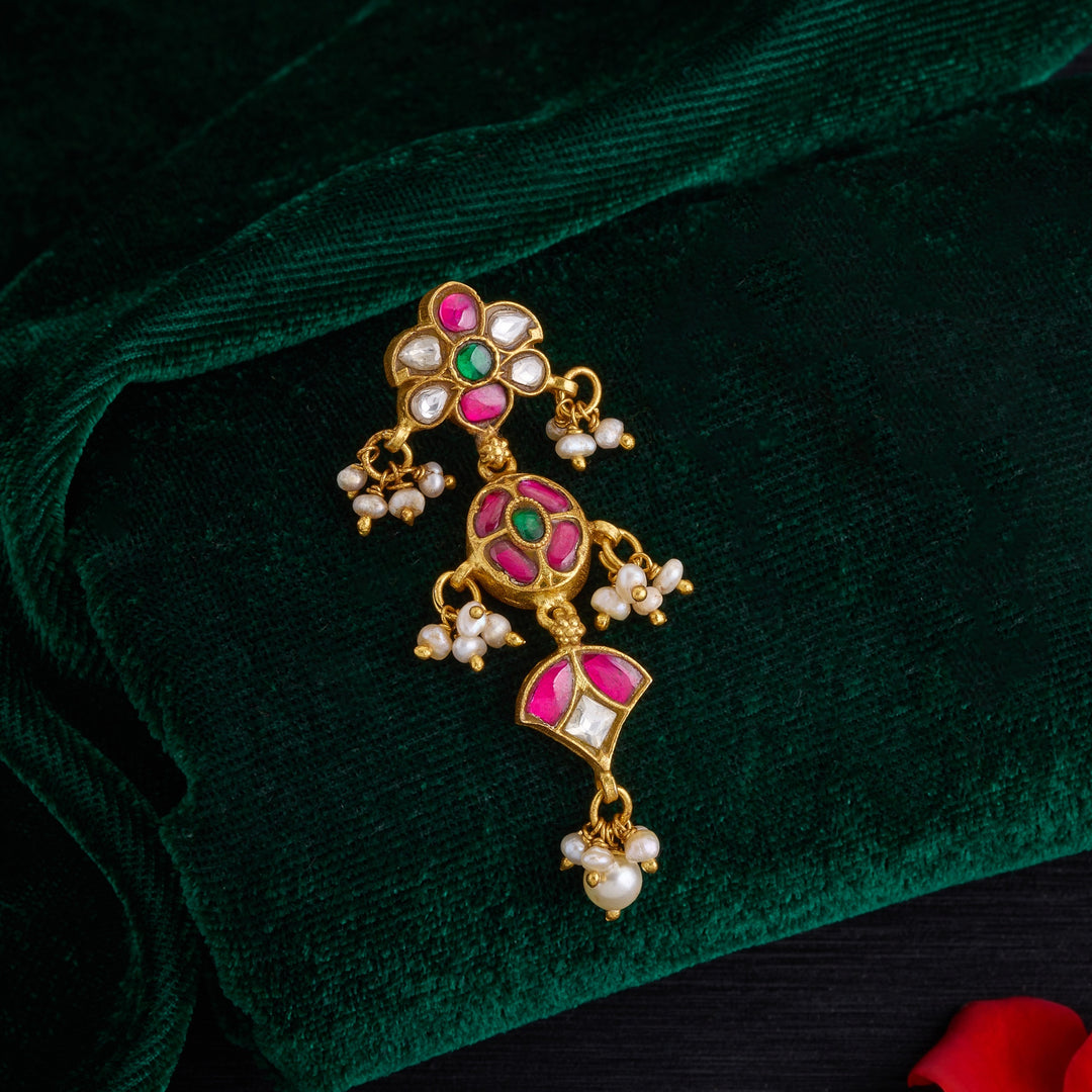 Pink Regalia Kundan Danglers