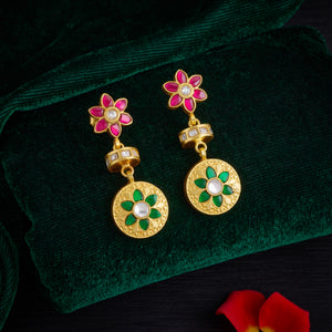 Aruna Bloom Kundan Danglers