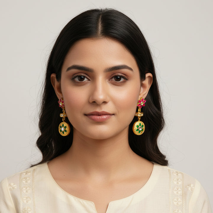 Aruna Bloom Kundan Danglers
