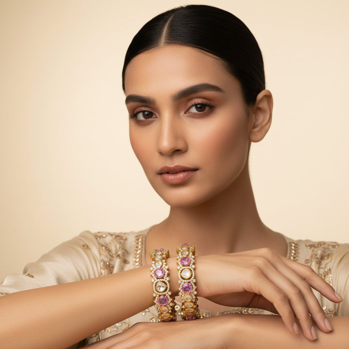 Blush-Spark Victorian Bangles