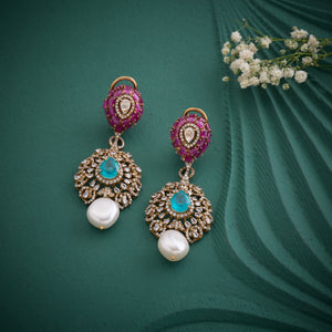 Aqua Rose Gem Earrings