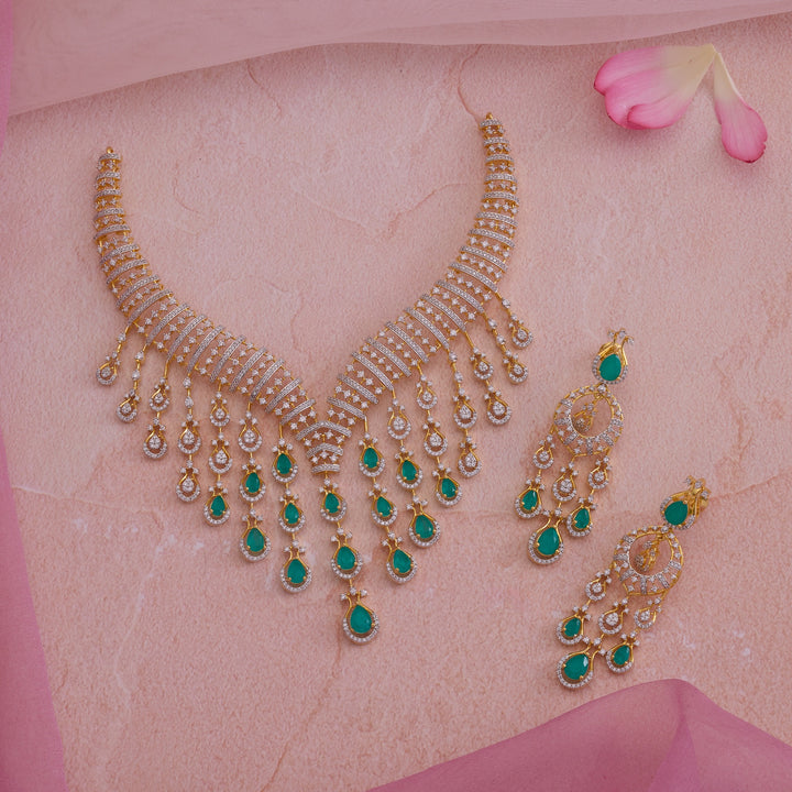 Emerald Waterfall Necklace Set