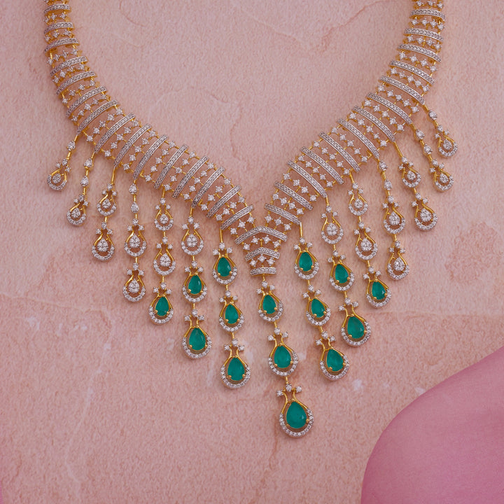 Emerald Waterfall Necklace Set