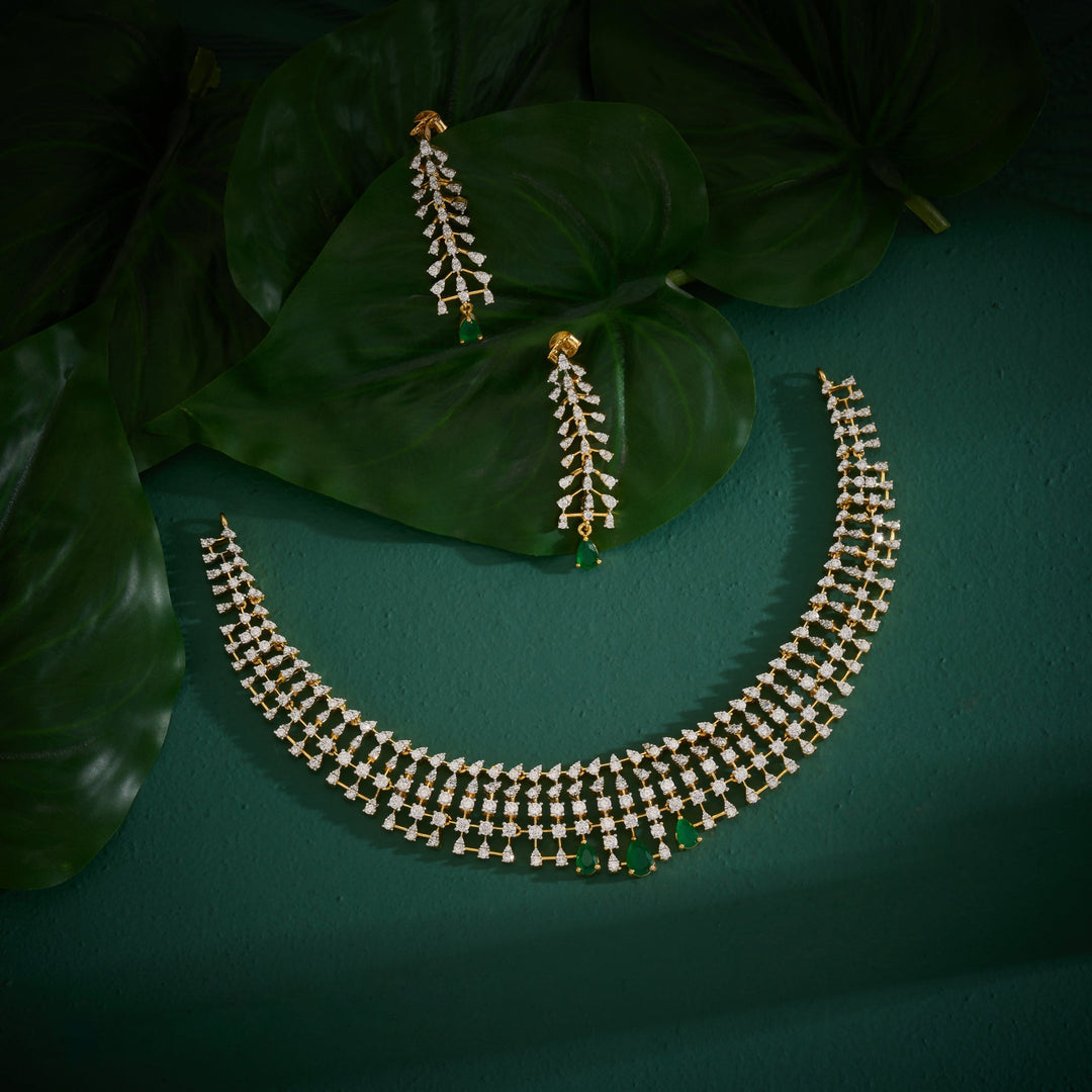 Moonlit Petal Cz Necklace Set
