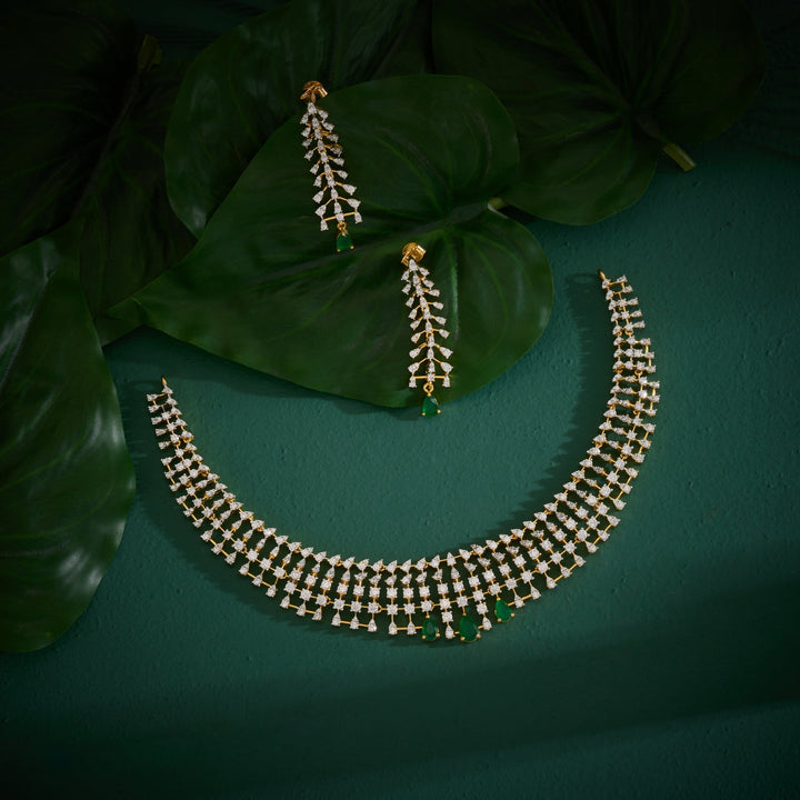 Moonlit Petal Cz Necklace Set
