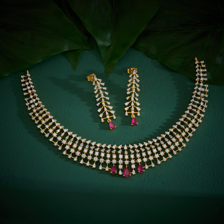 Moonlit Petal Cz Necklace Set