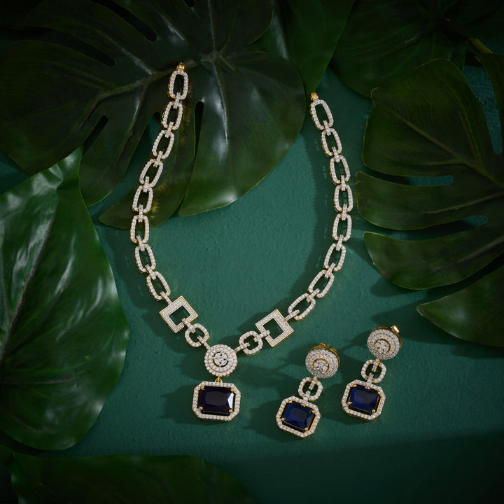 Starry Blue Cz Necklace Set