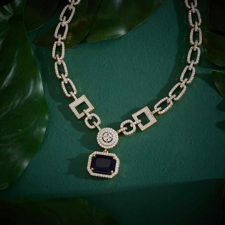 Starry Blue Cz Necklace Set