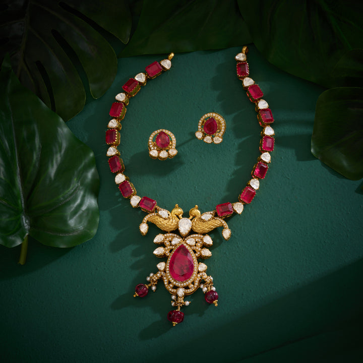 Ruby Rajhansa Necklace Set