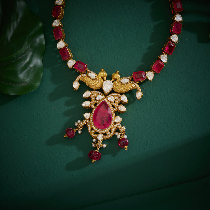 Ruby Rajhansa Necklace Set