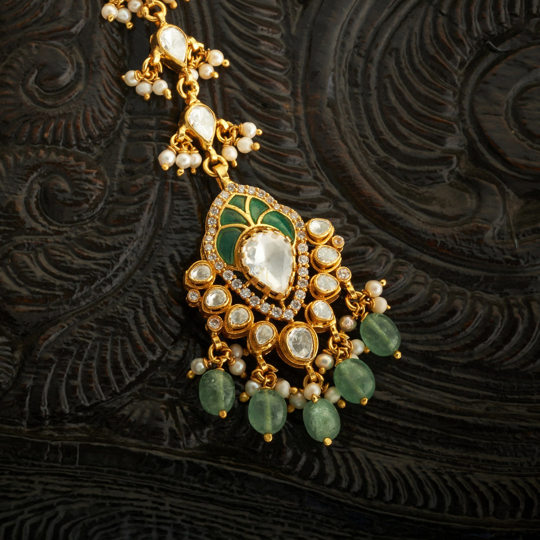 Royal Panna Moissanite Maang Tikka